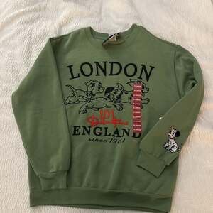 Disney 101 Dalmatians Embroidered Crew neck Sweatshirt Women's Sz XL Green